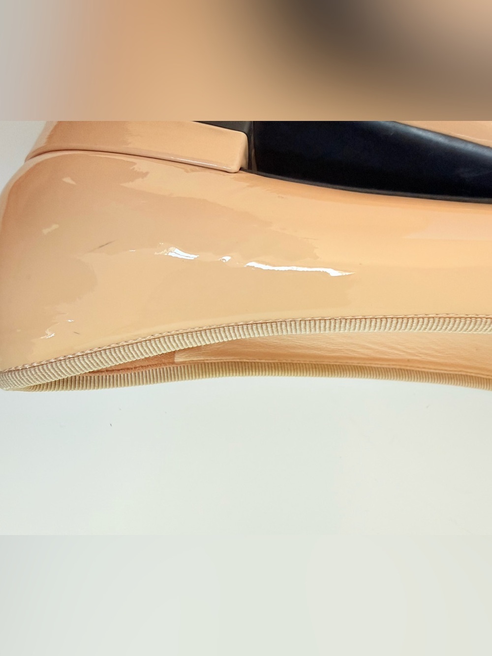 Prada Nude Patent Leather Bow Ballet Flats Logo Plaque Shoes EU 39 - Picture 6 of 8